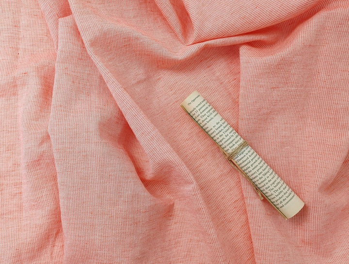 Light Weight Linen Cotton Stripe Fabric with Subtle Wrinkle Effect 7790 7791 7792 7793 7794 - The Linen Lab - Orange