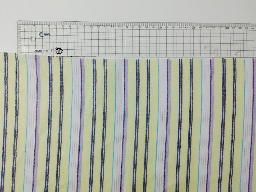 Light Weight Linen Ramie Fabric with Stripe Pattern 2106 - The Linen Lab - Yellow