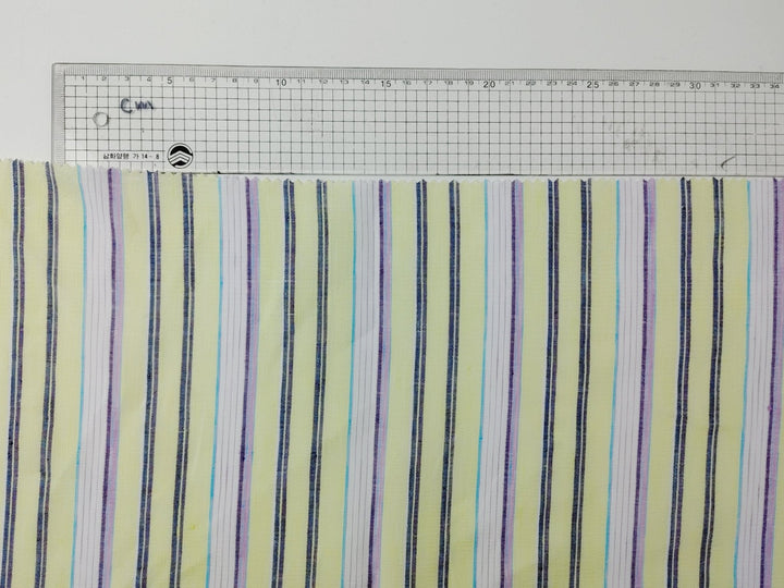Light Weight Linen Ramie Fabric with Stripe Pattern 2106 - The Linen Lab - Yellow