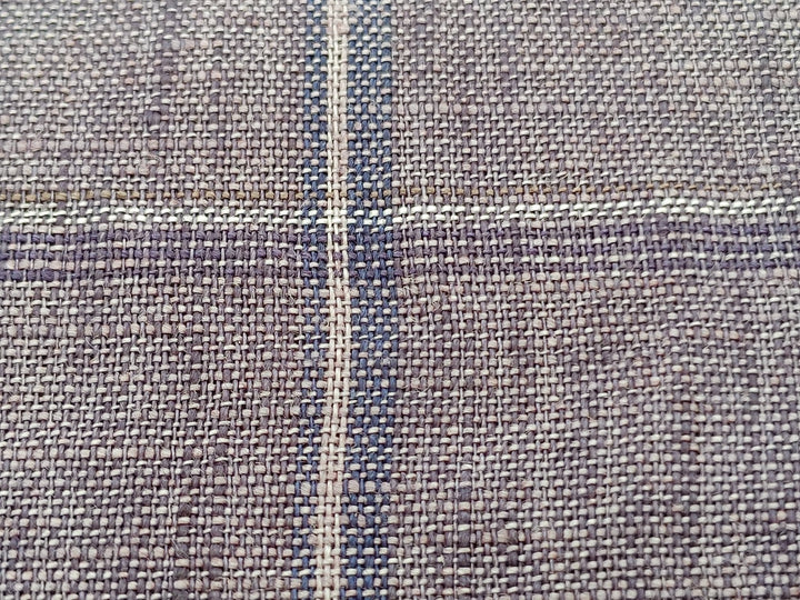 Lightweight Grey Window Pane Check: 100% Linen Fabric 3850 - The Linen Lab - Gray