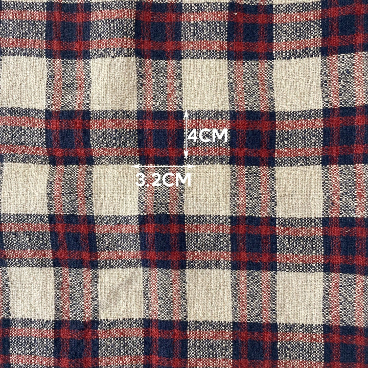 Linen 100% Fabric Heavy Weight Plaid 7242 - The Linen Lab - Beige