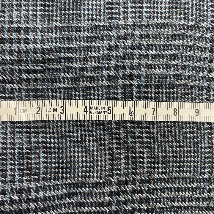 Linen 40lea 14s Twill Houndstooth Plaid Fabric (6756) - The Linen Lab - Navy