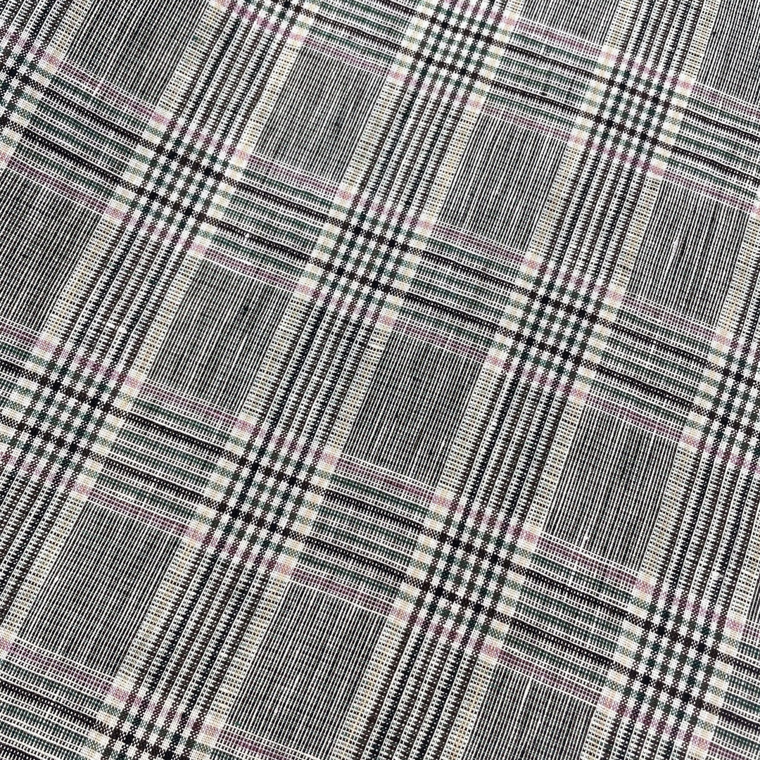 Linen Big Check Fabric 7142 7143 - The Linen Lab - Black