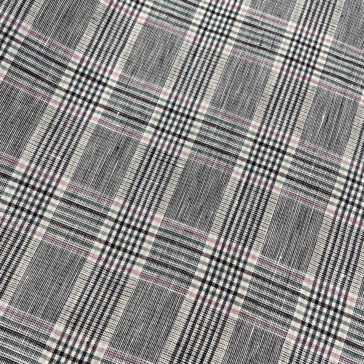 Linen Big Check Fabric 7142 7143 - The Linen Lab - Black