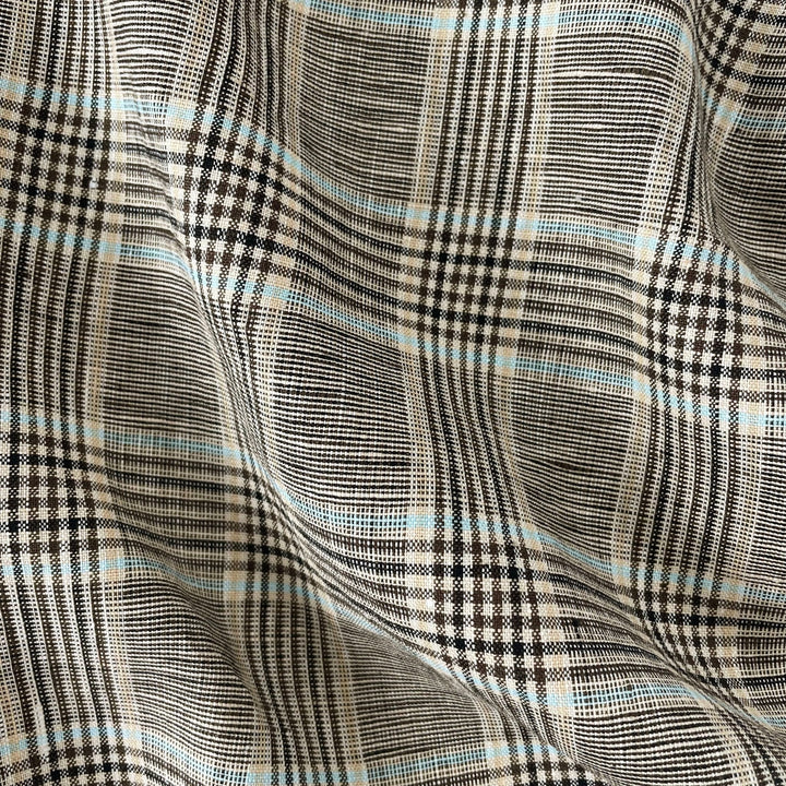 Linen Big Check Fabric 7142 7143 - The Linen Lab - Black