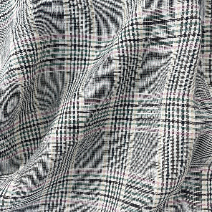 Linen Big Check Fabric 7142 7143 - The Linen Lab - Black