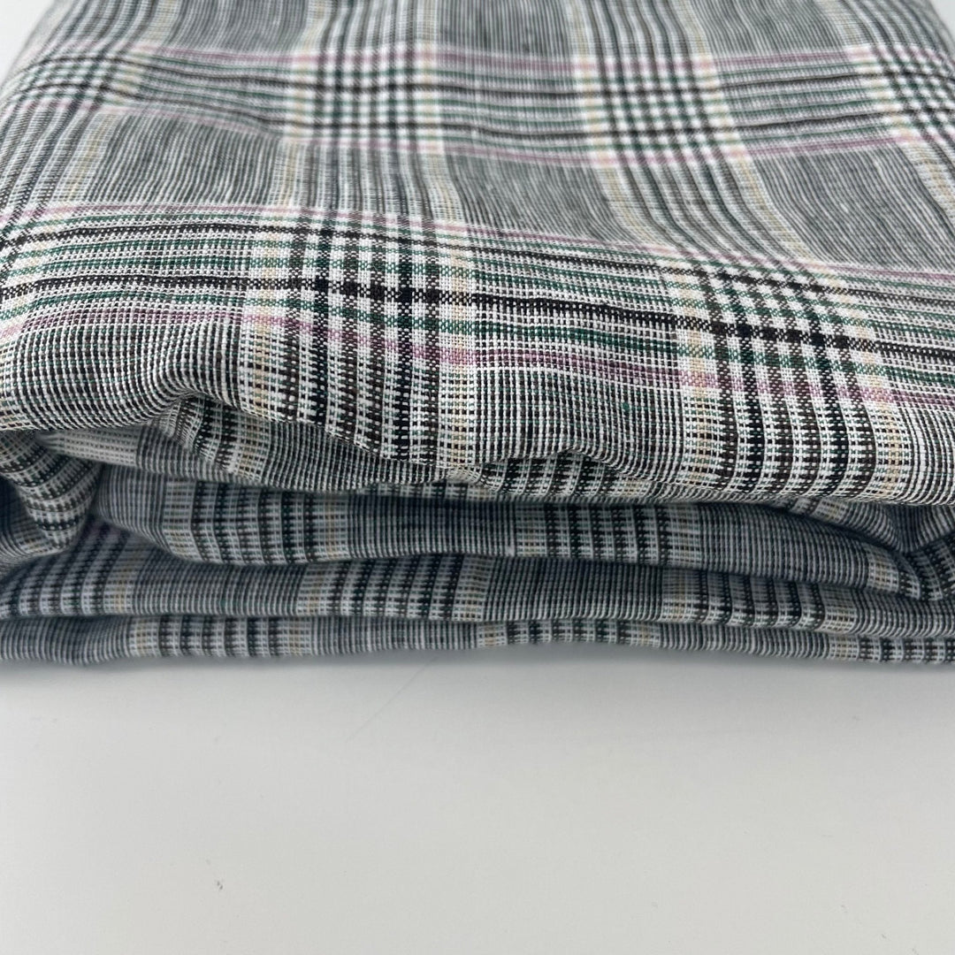 Linen Big Check Fabric 7142 7143 - The Linen Lab - Black
