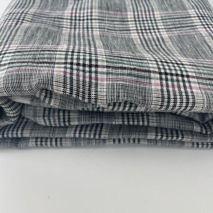 Linen Big Check Fabric 7142 7143 - The Linen Lab - Black