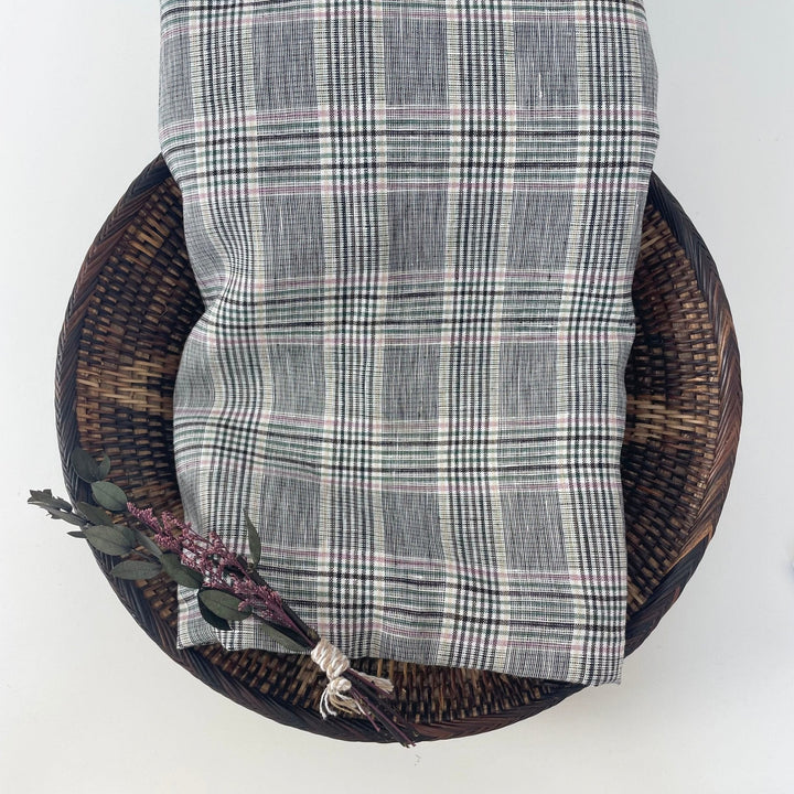Linen Big Check Fabric 7142 7143 - The Linen Lab - Black
