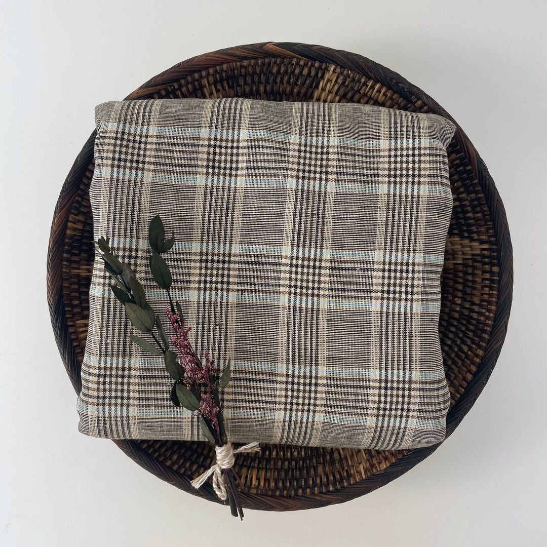 Linen Big Check Fabric 7142 7143 - The Linen Lab - Brown