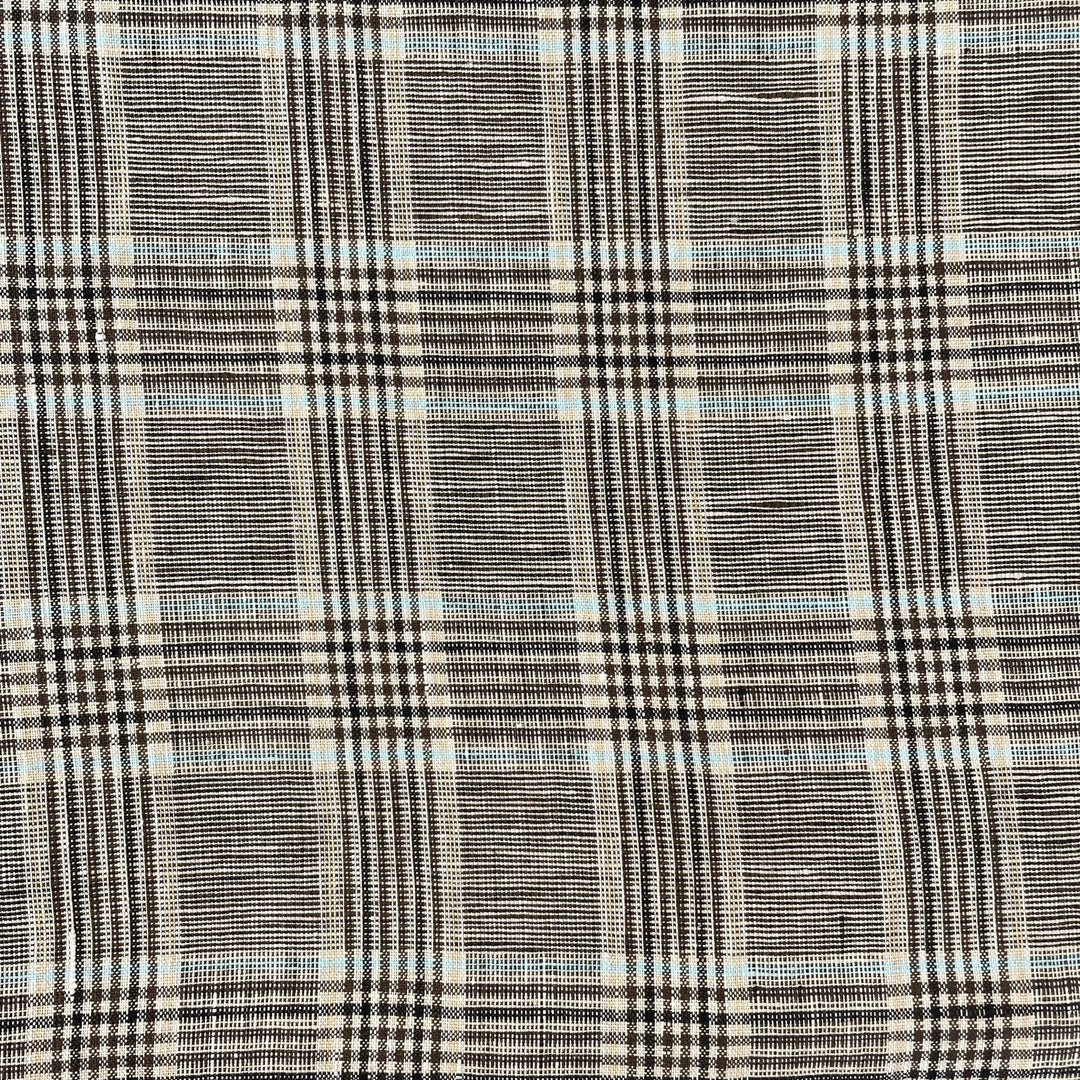 Linen Big Check Fabric 7142 7143 - The Linen Lab - Brown