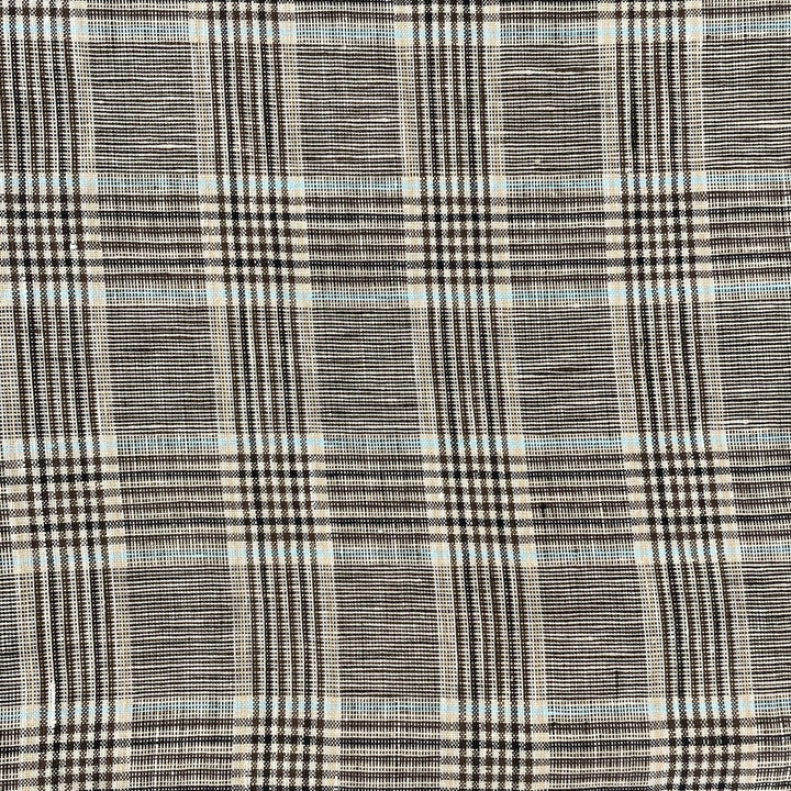 Linen Big Check Fabric 7142 7143 - The Linen Lab - Brown