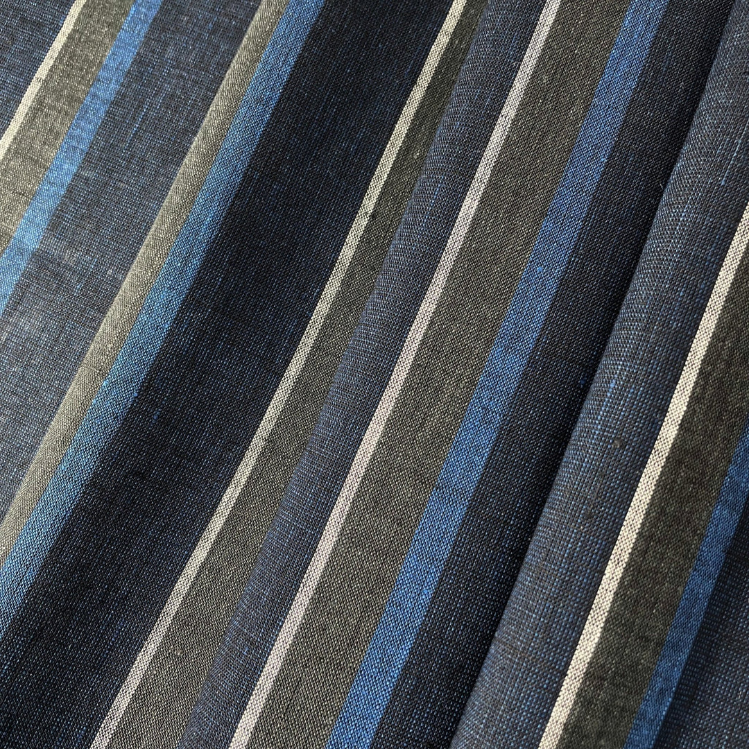Linen Big Stripe Fabric 6758 - The Linen Lab - 6758 NAVY