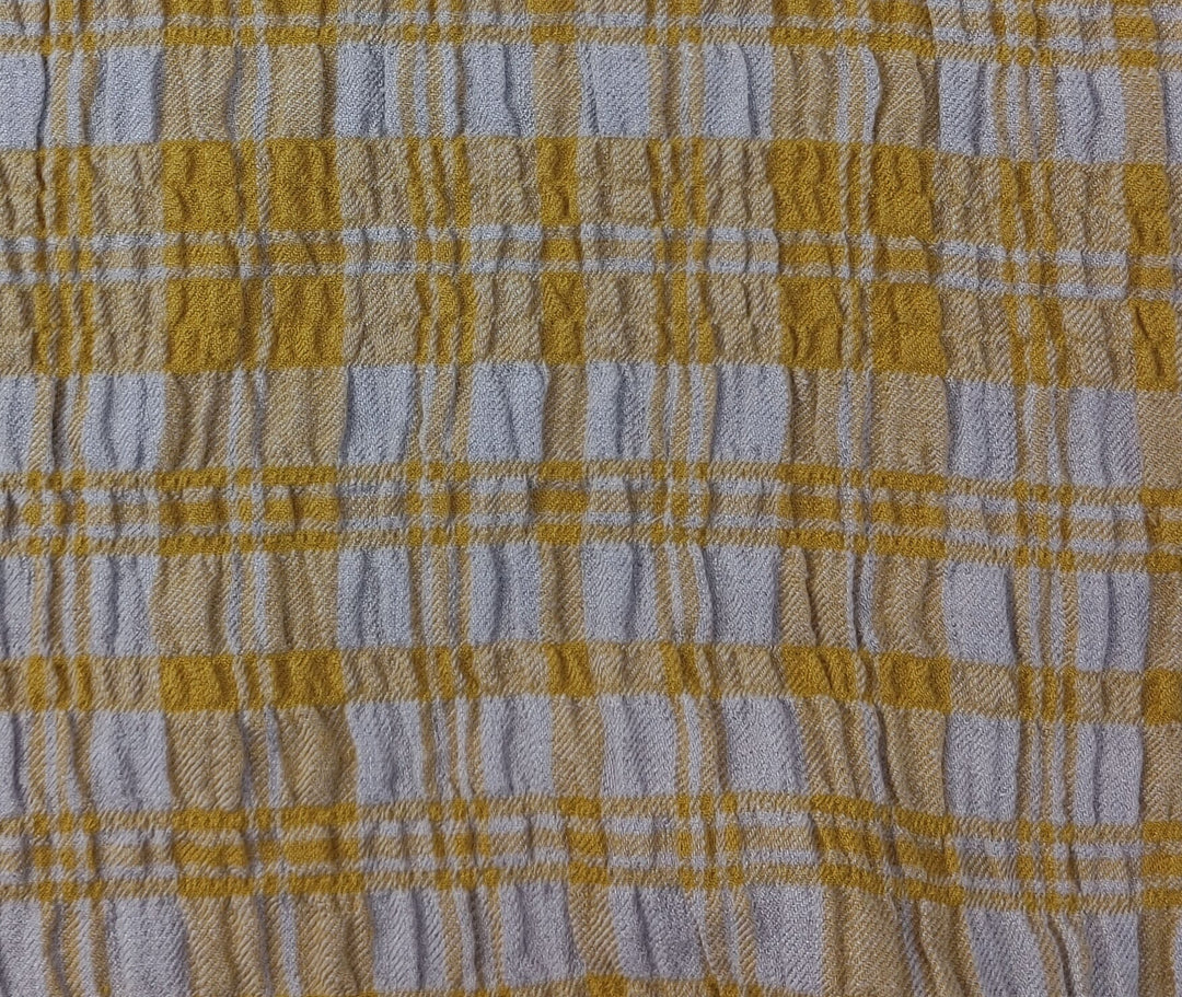 Linen Blend Plaid Fabric with Distinctive Wrinkle Effect 6388 6389 - The Linen Lab - Green