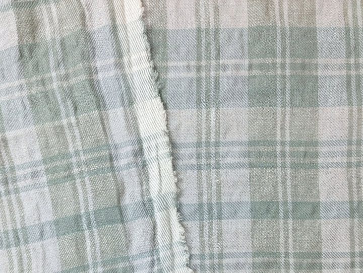 Linen Blend Plaid Fabric with Distinctive Wrinkle Effect 6388 6389 - The Linen Lab - Yellow
