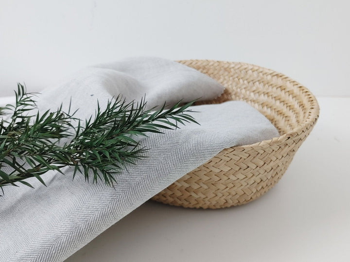Linen Cotton Chambray Herringbone Twill (HBT) Fabric 7169 7170 7344 - The Linen Lab - Beige(light)