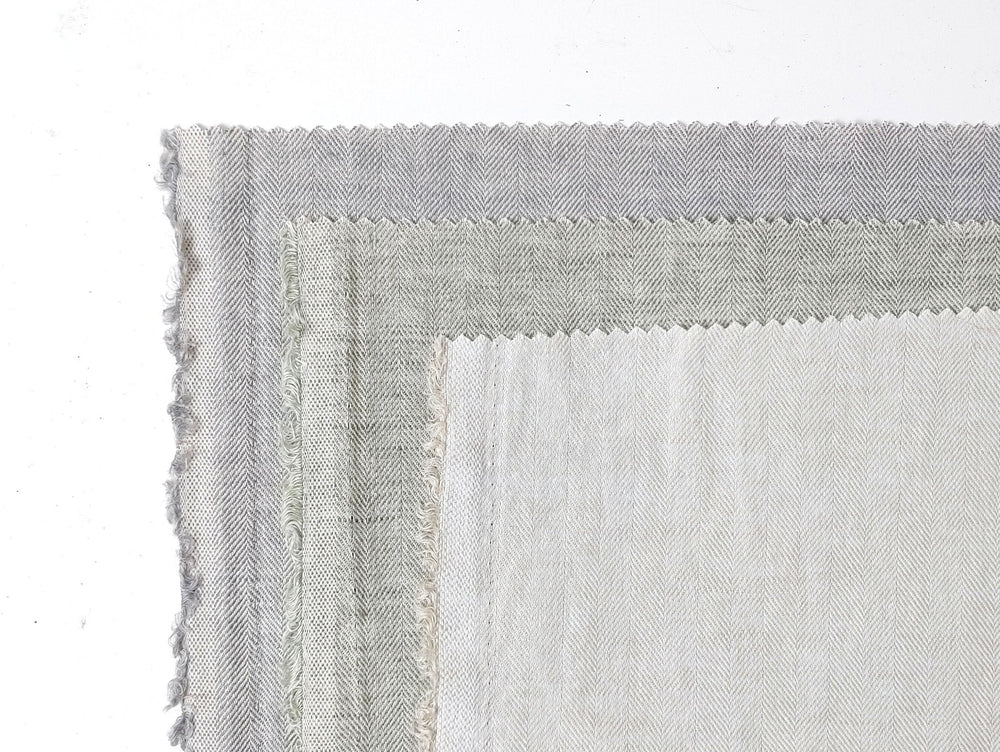 Linen Cotton Chambray Herringbone Twill (HBT) Fabric 7169 7170 7344 - The Linen Lab - Green(light)