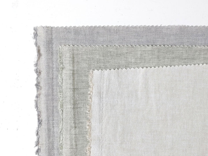 Linen Cotton Chambray Herringbone Twill (HBT) Fabric 7169 7170 7344 - The Linen Lab - Green(light)