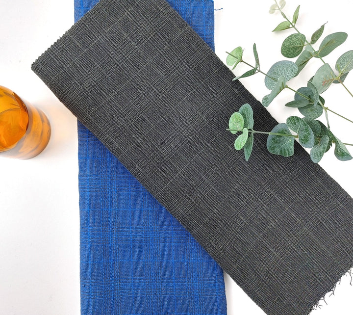 Linen Cotton Glen Plaid Fabric: Heavyweight Elegance for Crafting and Home Décor 7582 7583 - The Linen Lab - Grey