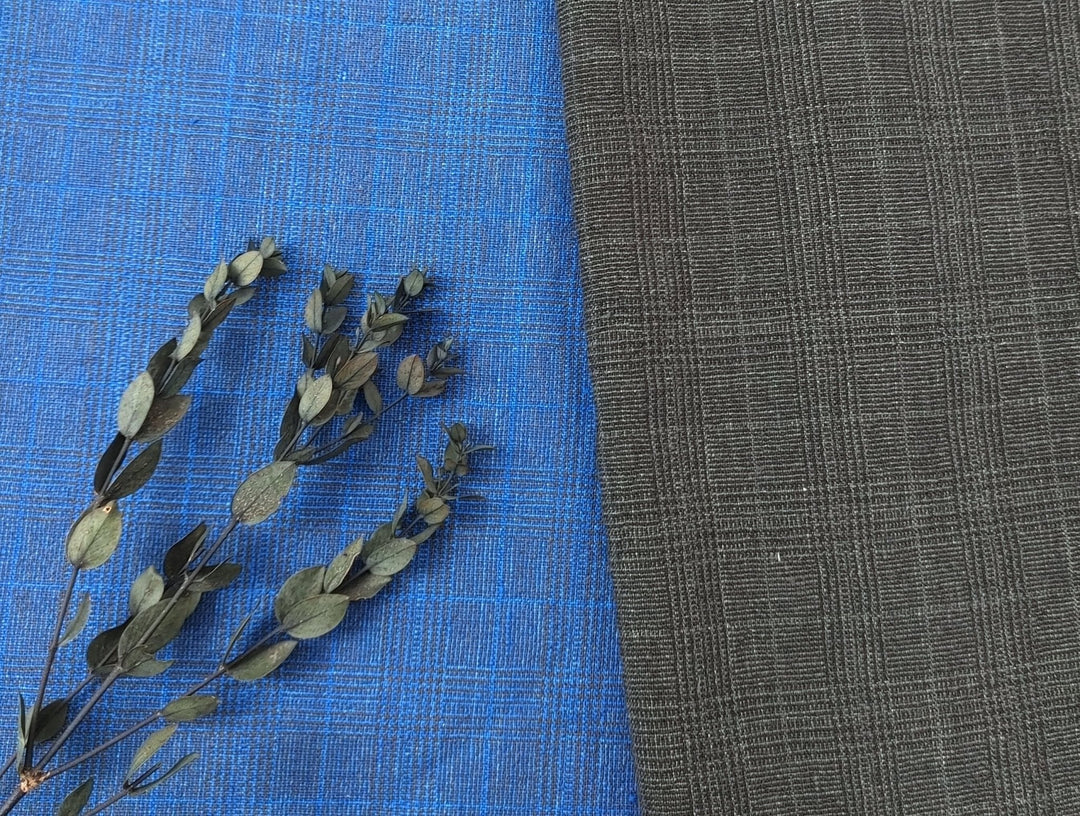 Linen Cotton Glen Plaid Fabric: Heavyweight Elegance for Crafting and Home Décor 7582 7583 - The Linen Lab - Grey