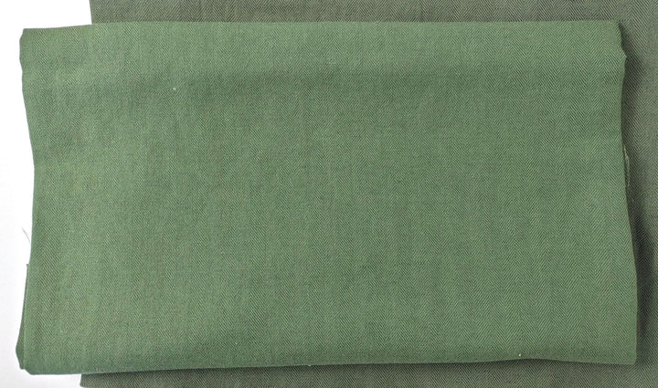 Linen Cotton HBT Herringbone Twill Solid Fabric Medium Weight 6678 6707 6820 7095 7659 7660 7661 - The Linen Lab - Green