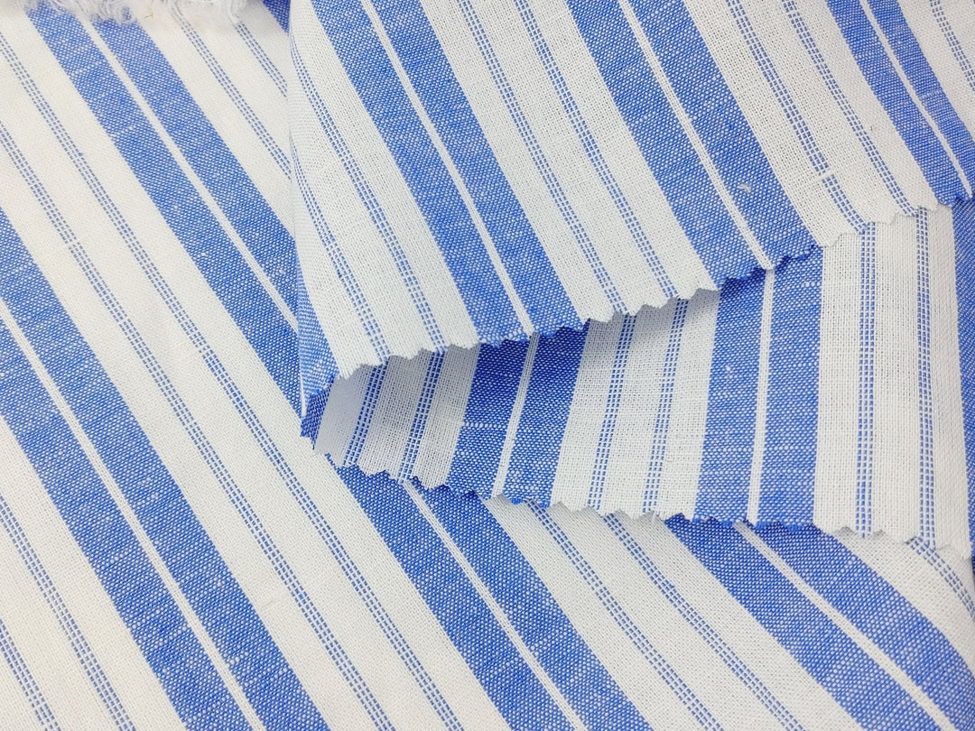 Linen Cotton Light Weight Stripe Fabric 6773 6774 - The Linen Lab - Blue