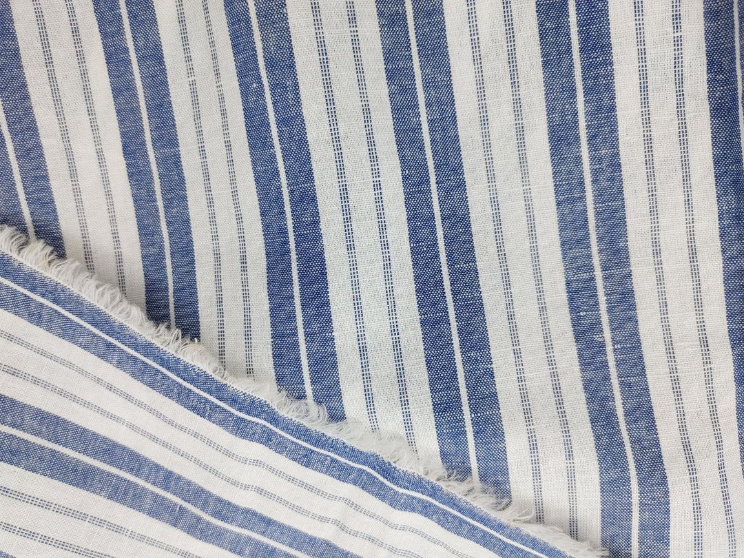Linen Cotton Light Weight Stripe Fabric 6773 6774 - The Linen Lab - Blue