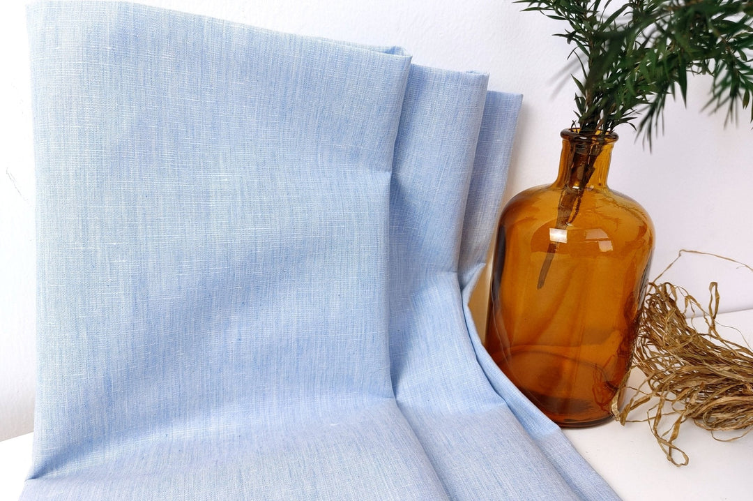Linen Cotton Melange Chambray Fabric Light Weight 6468 - The Linen Lab - Blue(Light)