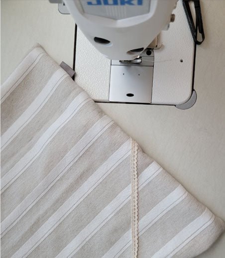 Linen Cotton Natural Color Dobby Stripe Fabric (6402) - The Linen Lab - Natural