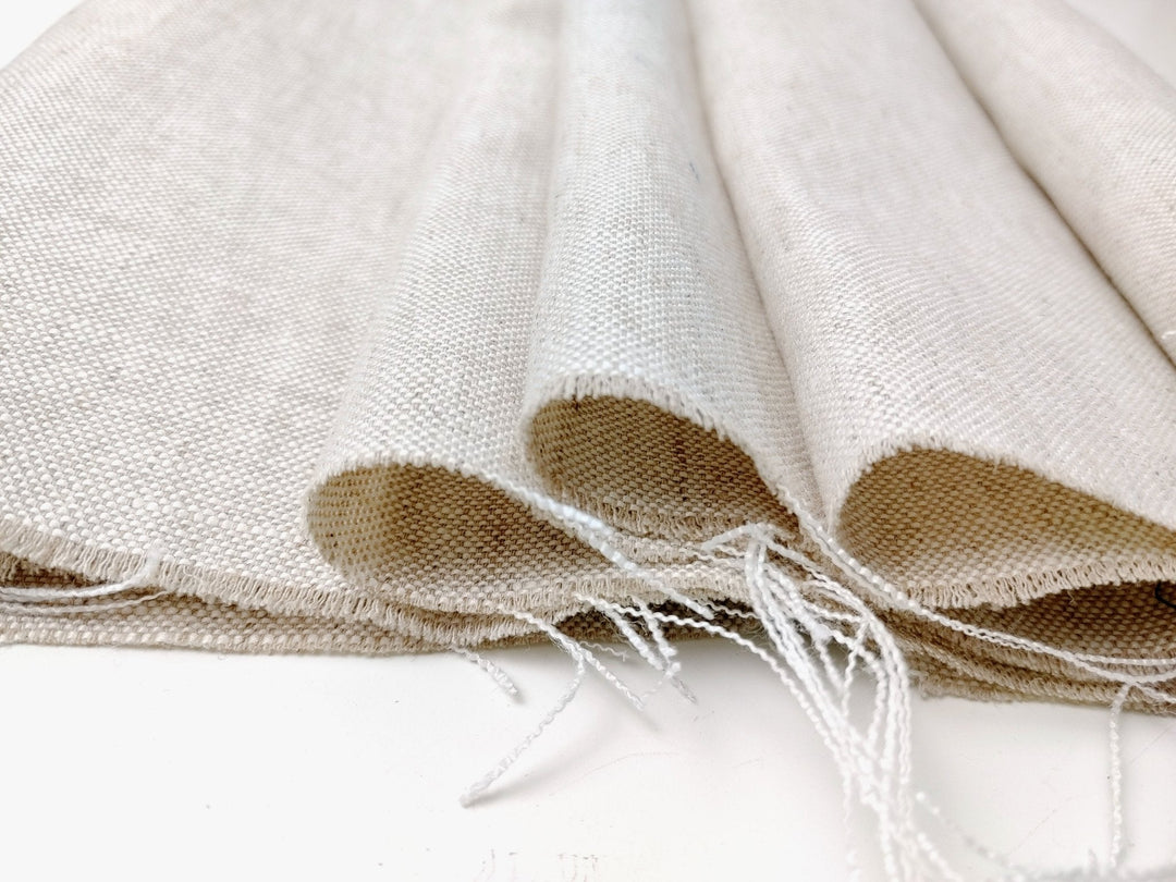 Linen Cotton Natural Color Fabric Basketweave 7658 - The Linen Lab - Natural(light)