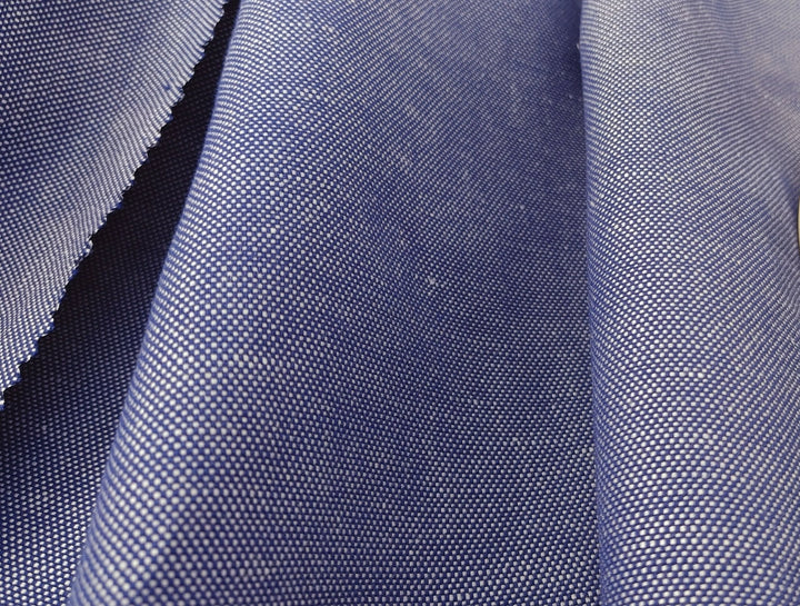 Linen Cotton Navy Chambray Canvas Fabric 3429 - The Linen Lab - Navy