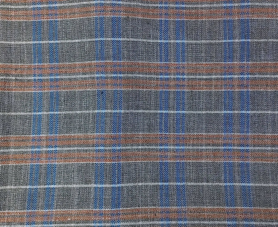 Linen Cotton Polyester Dobby Plaid Fabric 7103 - The Linen Lab - Brown