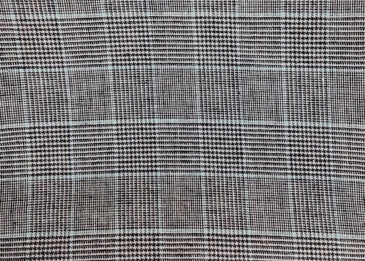 Linen Cotton Polyester Stretch Fabric with Glen Plaid Pattern 7479 - The Linen Lab - Brown