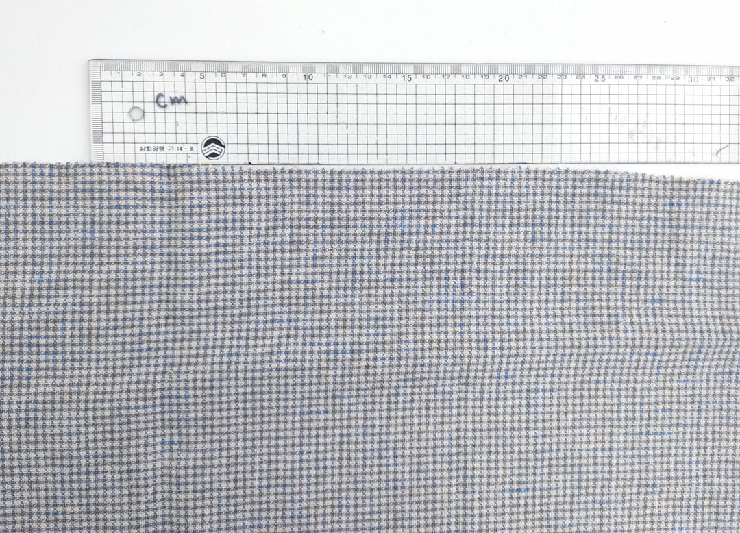 Linen Cotton Small Check Fabric Heavy Weight 7236 - The Linen Lab - Blue