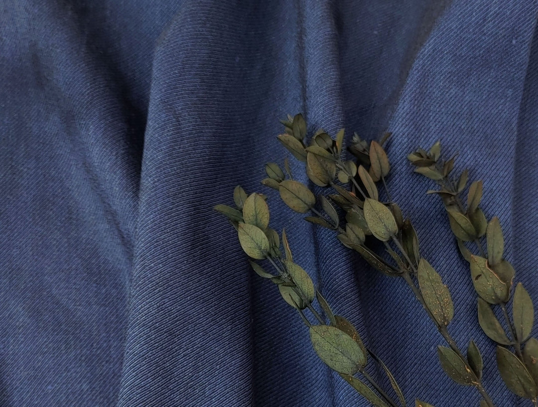 Linen Cotton Stretch Twill: Denim-Inspired Style Fabric 5988 - The Linen Lab - Navy