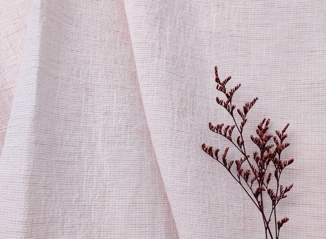 Linen Cotton Stripe Fabric: Subtly Wrinkled Elegance 6163 6236 5975 - The Linen Lab - Pink(Light)