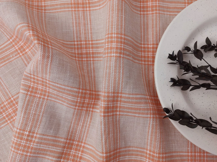 Linen Cotton Twill Plaid Fabric 6113 6114 - The Linen Lab - Orange