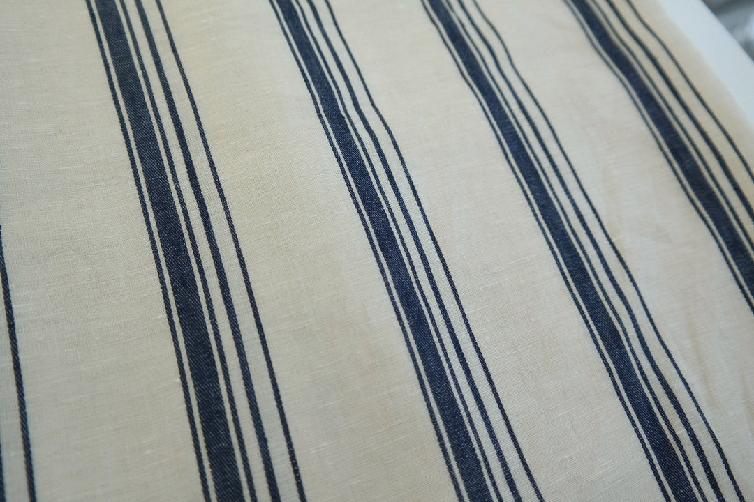 Linen Dobby Vintage Stripe Fabric (4707 6288 7116) - The Linen Lab - Navy