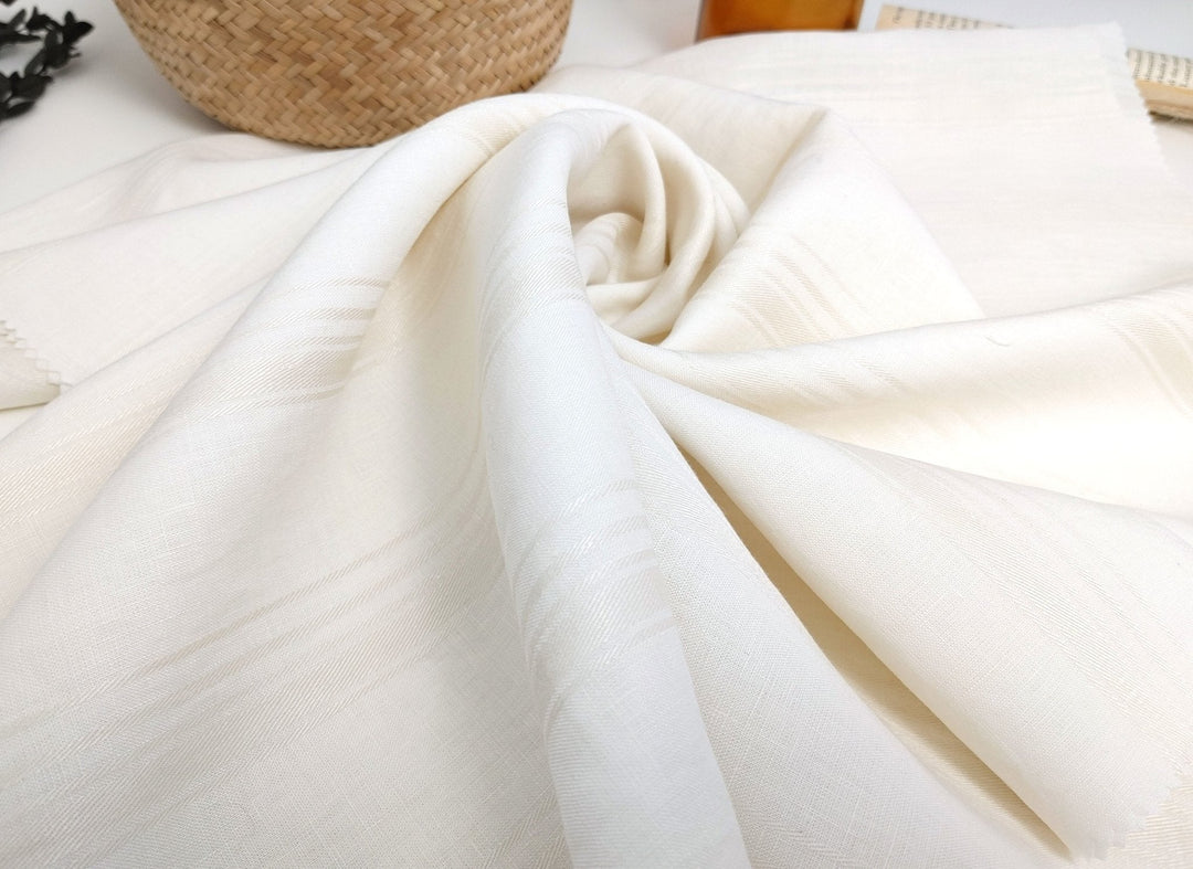 Linen Dobby Vintage Stripe Fabric (4707 6288 7116 7339) - The Linen Lab - Ivory