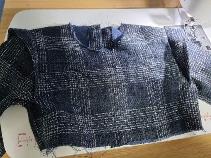 Linen Double Face Tweed Plaid Fabric (6004 6409 6410) - The Linen Lab - Navy
