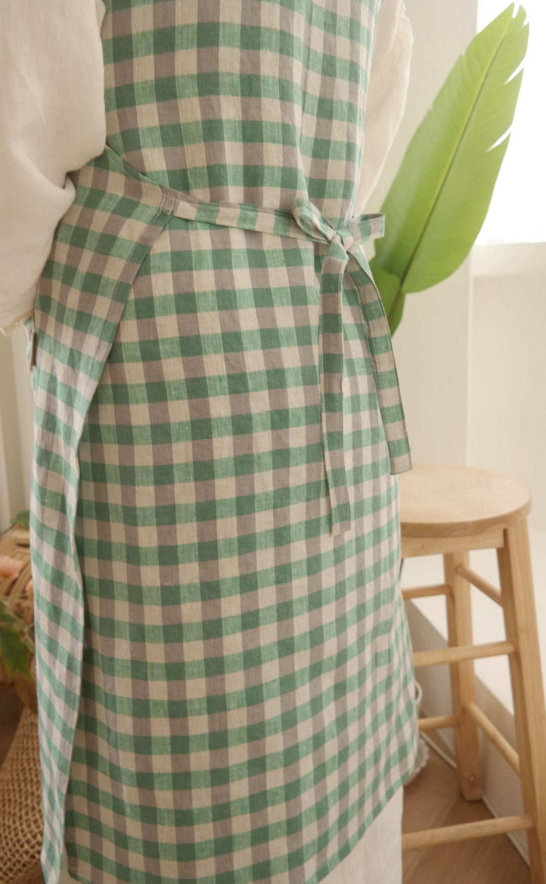 Linen Fabric Green Gingham Check 6393 - The Linen Lab - Green 6393
