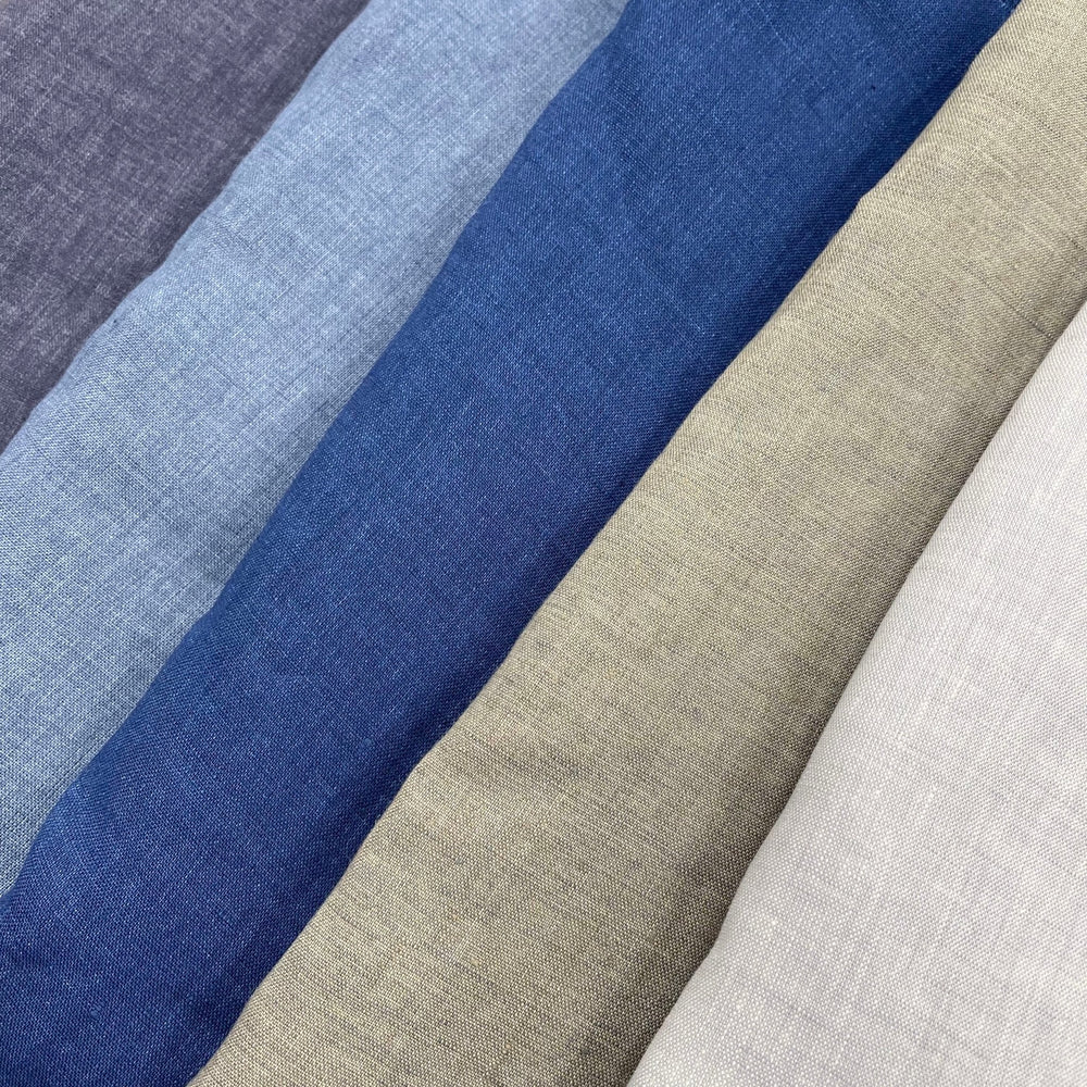 Linen Fabric Medium Weight Soft Touch 14S 6220 6600 6366 7369 - The Linen Lab - Blue