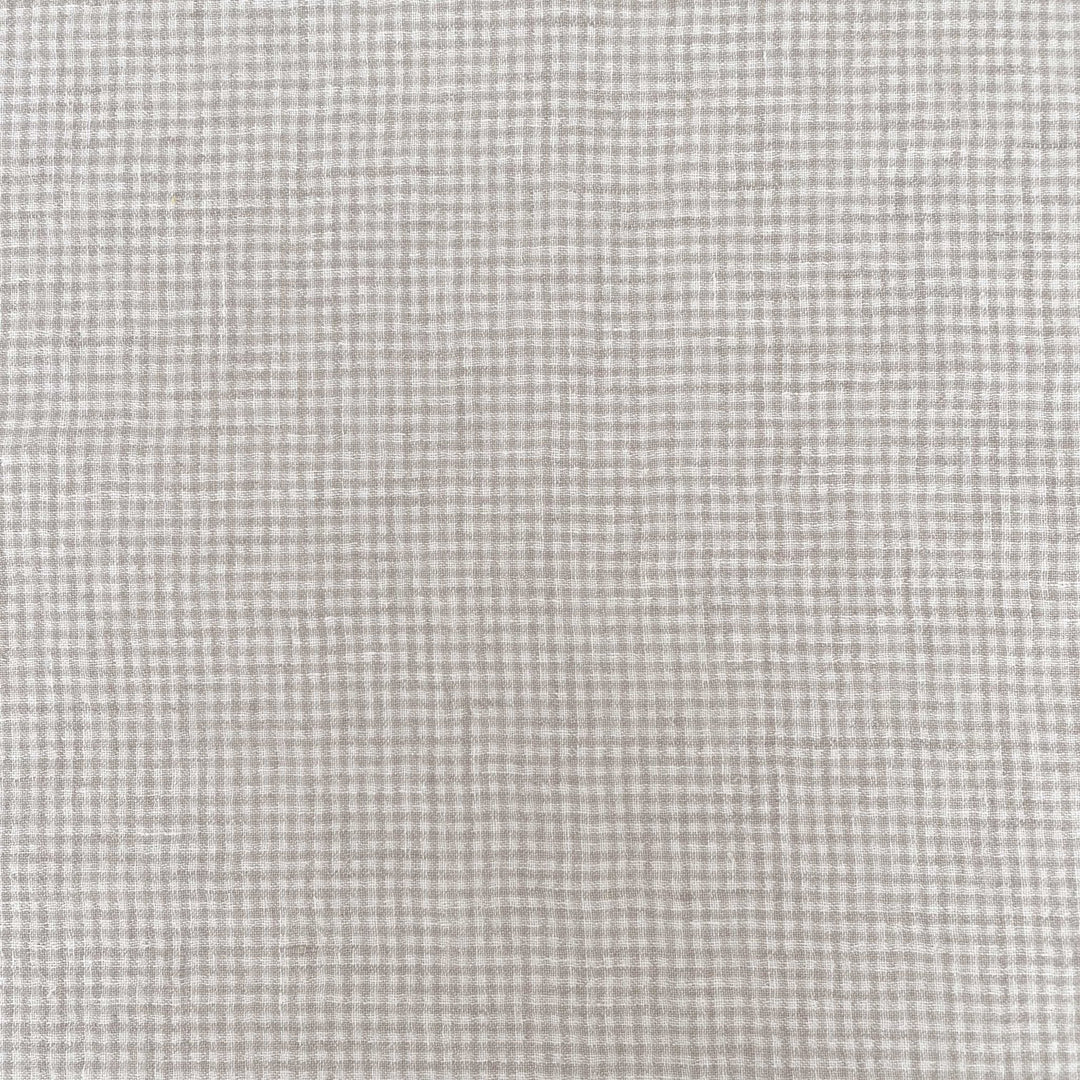 Linen Fabric Seersucker Gingham Check 7328 7329 - The Linen Lab - Beige