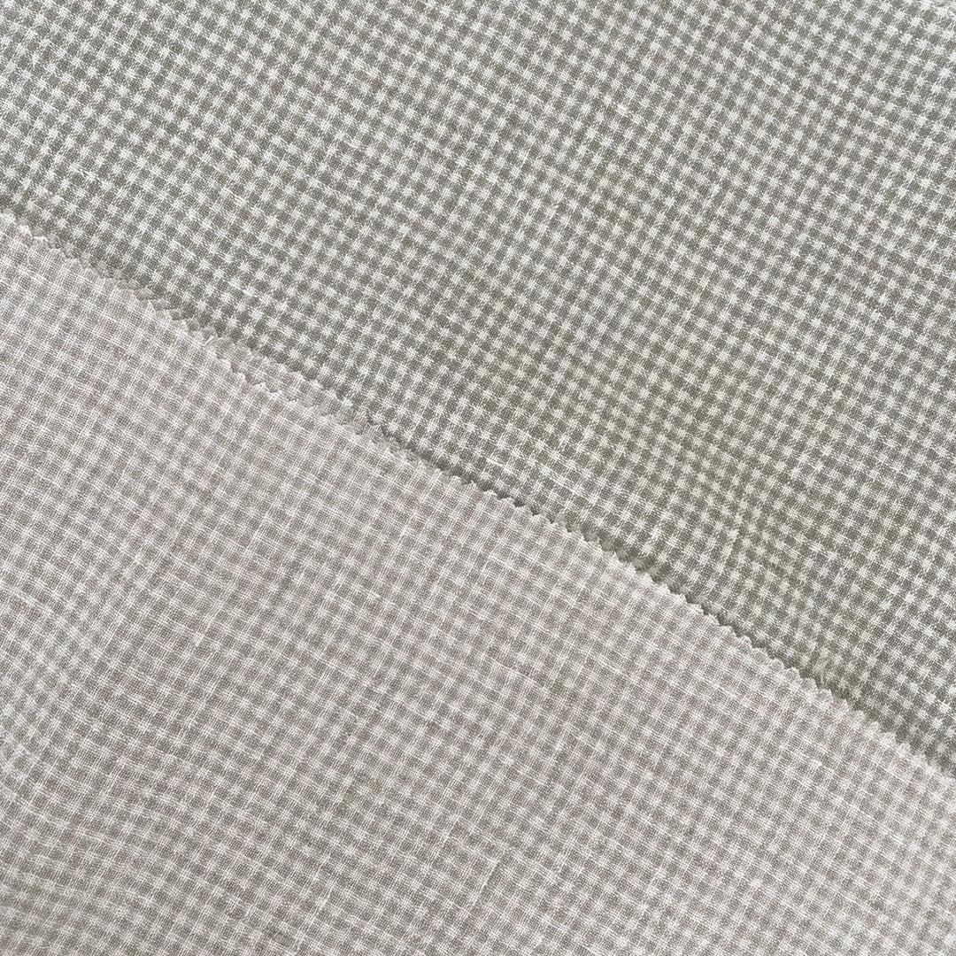 Linen Fabric Seersucker Gingham Check 7328 7329 - The Linen Lab - Beige