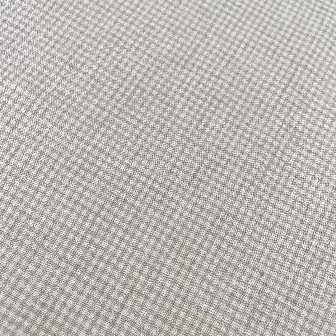 Linen Fabric Seersucker Gingham Check 7328 7329 - The Linen Lab - Beige