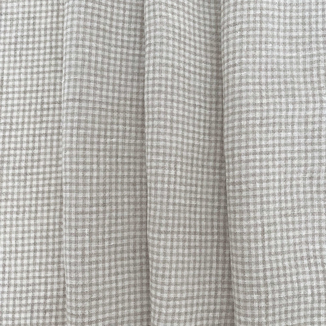 Linen Fabric Seersucker Gingham Check 7328 7329 - The Linen Lab - Beige