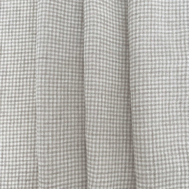 Linen Fabric Seersucker Gingham Check 7328 7329 - The Linen Lab - Beige