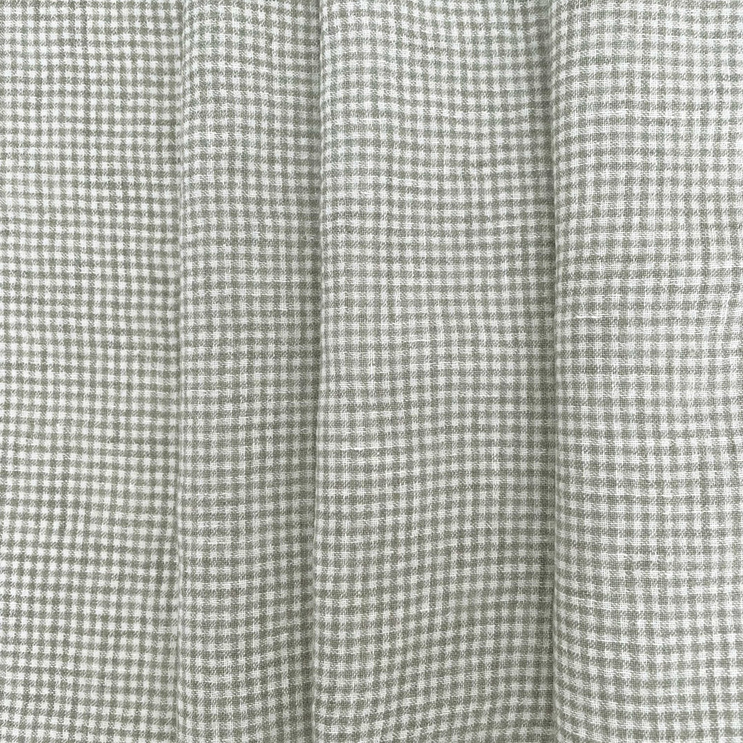 Linen Fabric Seersucker Gingham Check 7328 7329 - The Linen Lab - Khaki