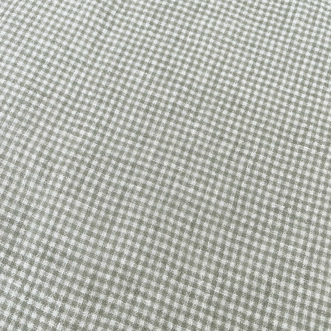 Linen Fabric Seersucker Gingham Check 7328 7329 - The Linen Lab - Khaki