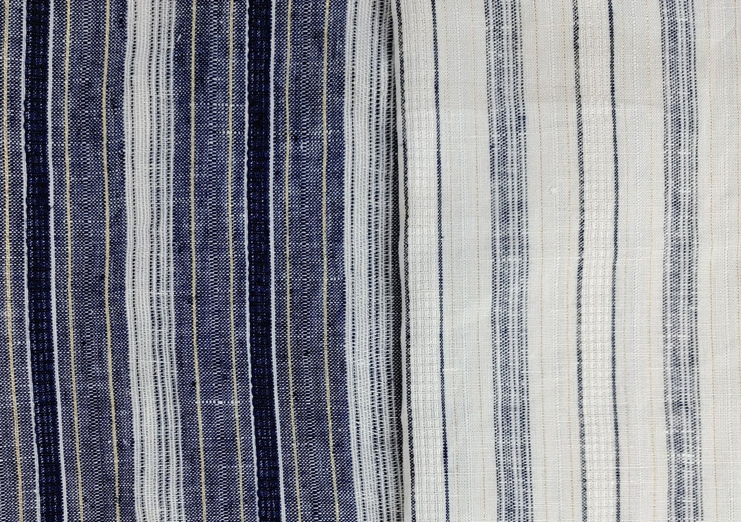 Linen Gold Lurex Dobby Stripe Fabric 1547 74 - The Linen Lab - Ivory